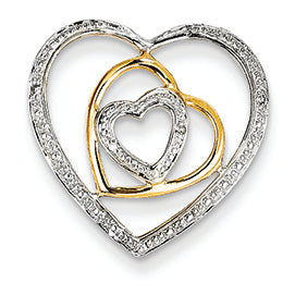 14K Gold Diamond Triple Heart Slide Pendant