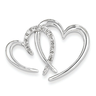 0.2 Carat 14K White Gold & Diamond Double Heart Pendant Slide