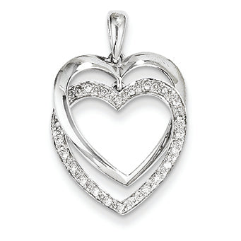 0.1 Carat 14K White Gold Diamond Double Heart Pendant