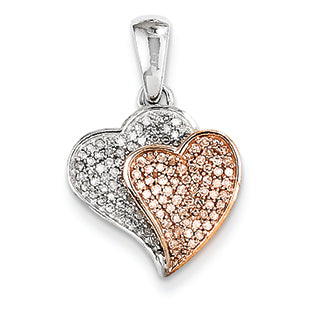 0.3 Carat 14K Gold Two-tone Diamond Double Heart Pendant