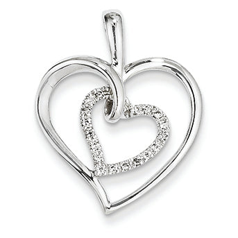 0.1 Carat 14K White Gold & Diamond Double Heart Pendant