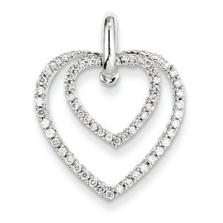 0.3 Carat 14K White Gold Diamond Double Heart Pendant