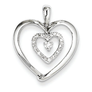 0.1 Carat 14K White Gold Diamond Heart Dangle Pendant