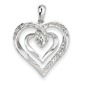 0.2 Carat 14K White Gold Diamond Heart Pendant
