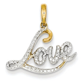 14K Gold Diamond Love Pendant