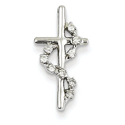 0.1 Carat 14K White Gold Diamond Cross Pendant