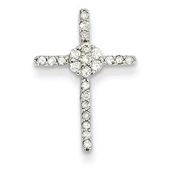 0.2 Carat 14K White Gold Diamond Cross Pendant Slide
