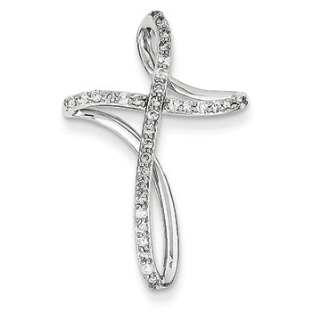 0.2 Carat 14K White Gold & Diamond Cross Pendant Slide