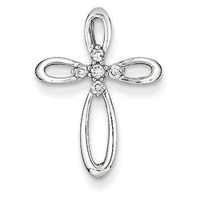 0.1 Carat 14K White Gold & Diamond Cross Pendant Slide