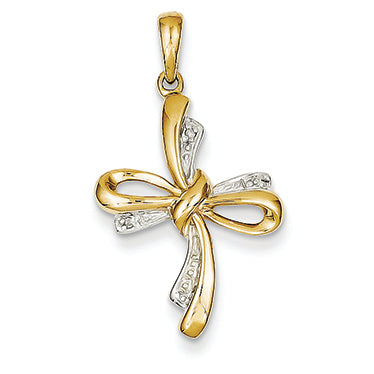 14K Gold Diamond Cross Pendant