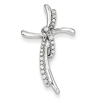 0.2 Carat 14K White Gold 0.15ct Diamond Cross Pendant Slide