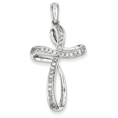 0.2 Carat 14K White Gold & Diamond Cross Pendant