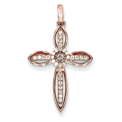 0.2 Carat 14K Gold Rose Gold Diamond Cross Pendant