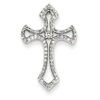 0.3 Carat 14K White Gold Diamond Cross Pendant Slide