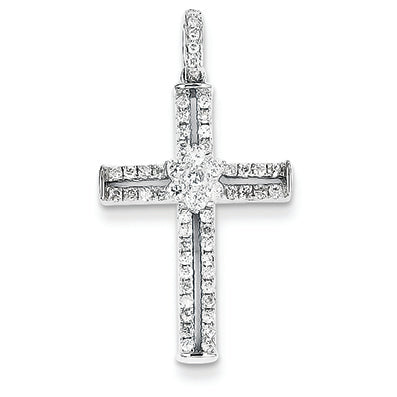 0.5 Carat 14K White Gold Diamond Cross Pendant