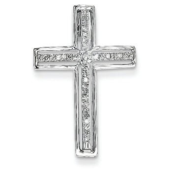 0.2 Carat 14K White Gold Diamond Cross Pendant Slide