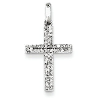 0.2 Carat 14K White Gold Diamond Small Cross Pendant