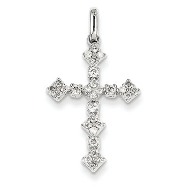 0.3 Carat 14K White Gold Diamond Cross Pendant