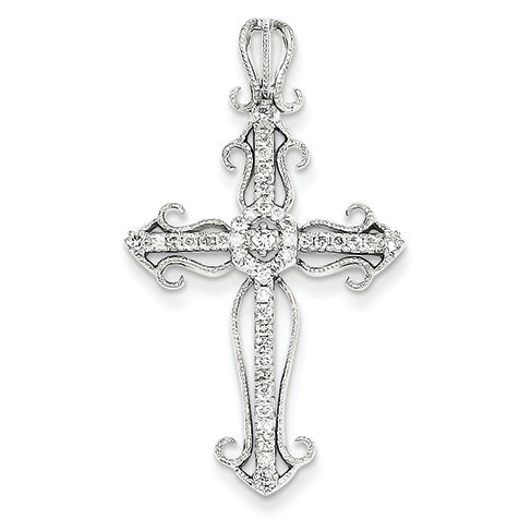 0.4 Carat 14K White Gold Diamond Cross Pendant