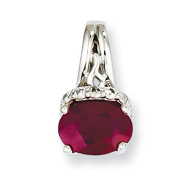 1.1 Carat 14K White Gold Diamond & Ruby Pendant