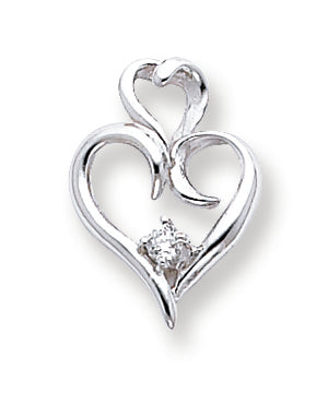 0.1 Carat 14K White Gold Diamond heart pendant