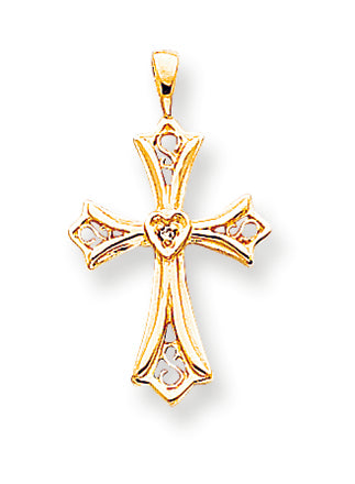 14K Gold Diamond Cross Pendant