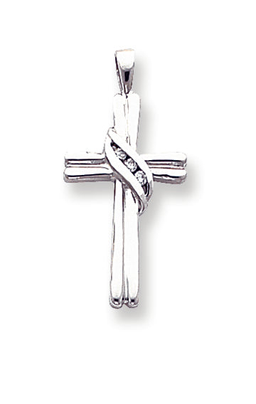 0.1 Carat 14K White Gold Diamond Cross Pendant