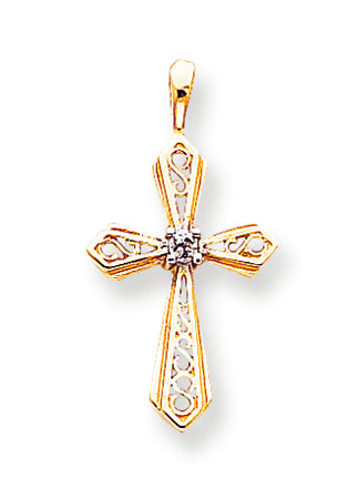 14K Gold Diamond Cross Pendant