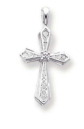 14K White Gold Diamond Cross Pendant