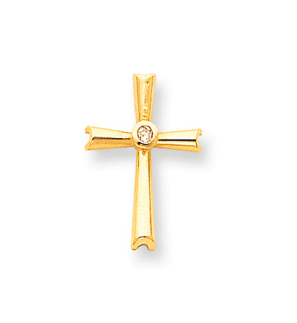 14K Gold Diamond Cross Pendant