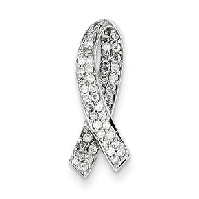 0.3 Carat 14K White Gold Breast Cancer Awareness Diamond Chain Slide