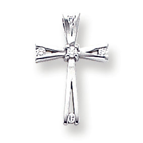 0.1 Carat 14K White Gold Diamond Cross Pendant