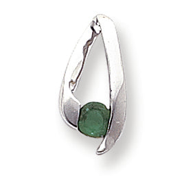 0.3 Carat 14K White Gold 4mm Emerald Pendant