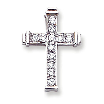 0.4 Carat 14K White Gold Diamond Cross Pendant