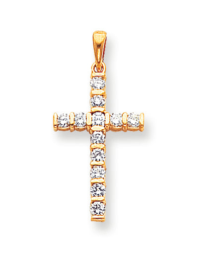 0.7 Carat 14K Gold Diamond Latin Cross Pendant