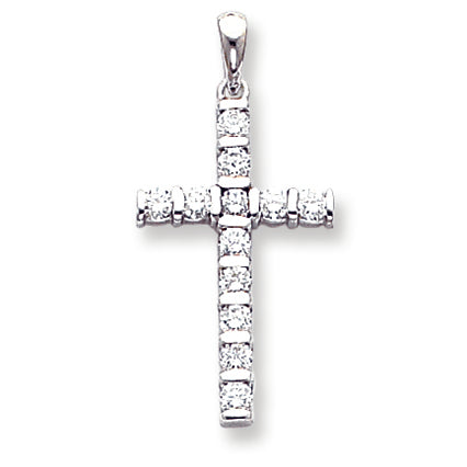 0.7 Carat 14K White Gold Diamond Latin Cross Pendant