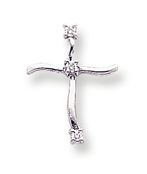 0.1 Carat 14K White Gold Diamond Cross Pendant