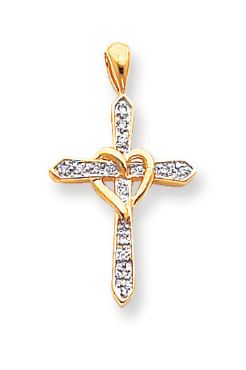 0.1 Carat 14K Gold Diamond Cross Pendant