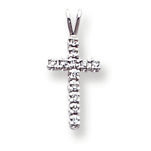 0.1 Carat 14K White Gold Diamond Cross Pendant