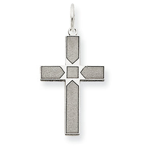 14K White Gold Laser Designed Cross Pendant