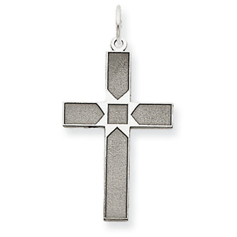 14K White Gold Laser Designed Cross Pendant