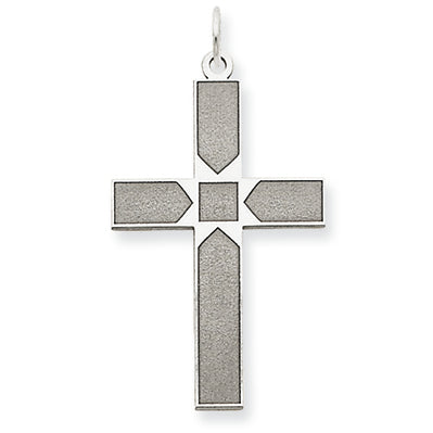 14K White Gold Laser Designed Cross Pendant