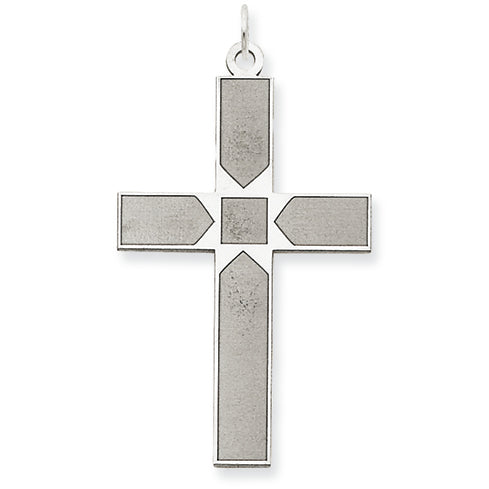 14K White Gold Laser Designed Cross Pendant
