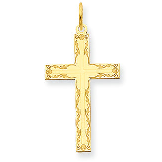 14K Gold Laser Designed Cross Pendant