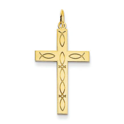 14K Gold Laser Designed Cross Pendant