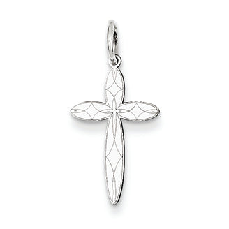 14K White Gold Laser Designed Cross Charm