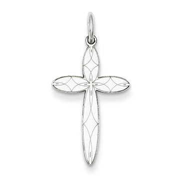 14K White Gold Laser Designed Cross Pendant