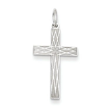 14K White Gold Laser Designed Cross Charm