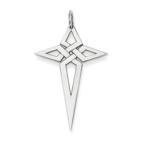 14K White Gold Laser Designed Cross Pendant