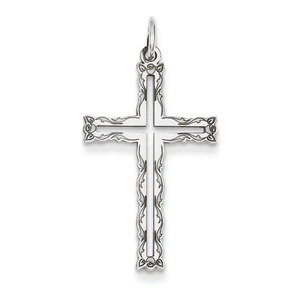 14K White Gold Laser Designed Cross Pendant